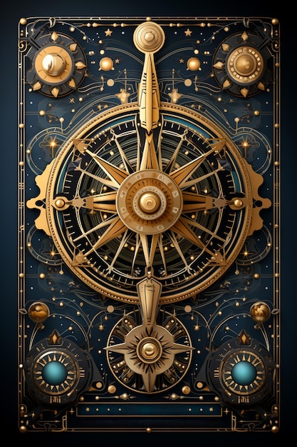 Simbolo astrologico geometrico zodiaco carta dei tarocchi sfondo stella luna universo astrologia Ai generato