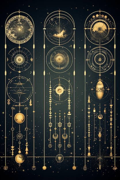 Simbolo astrologico geometrico zodiaco carta dei tarocchi sfondo stella luna universo astrologia Ai generato