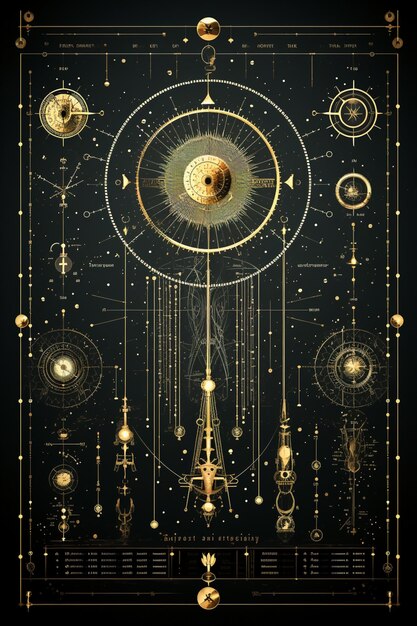 Simbolo astrologico geometrico zodiaco carta dei tarocchi sfondo stella luna universo astrologia Ai generato