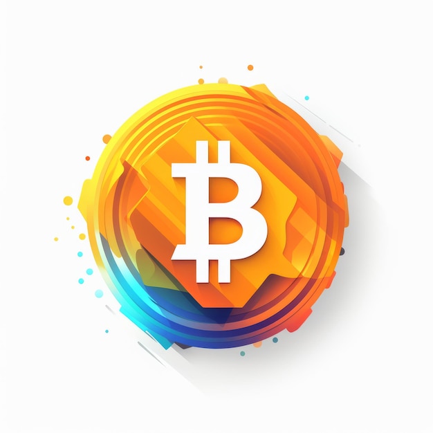 Simbolo Bitcoin a colori astratto in design piatto