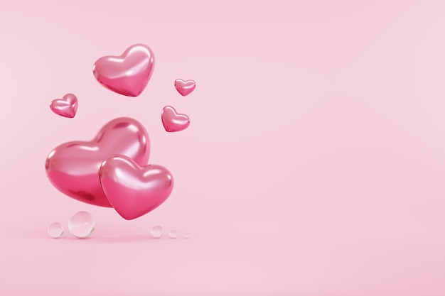 Simbolo del cuore su sfondo rosa con il giusto spazio copia felice giorno di San Valentino concetto di amore e cura.
