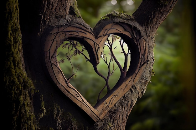 Simbolo del cuore sull'albero