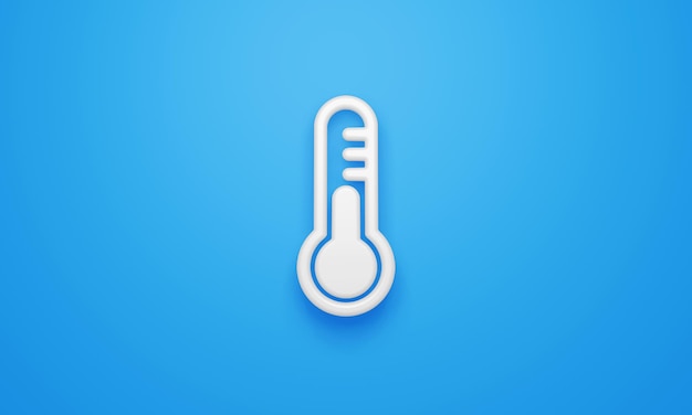 Simbolo del termometro minimo su sfondo blu rendering 3d