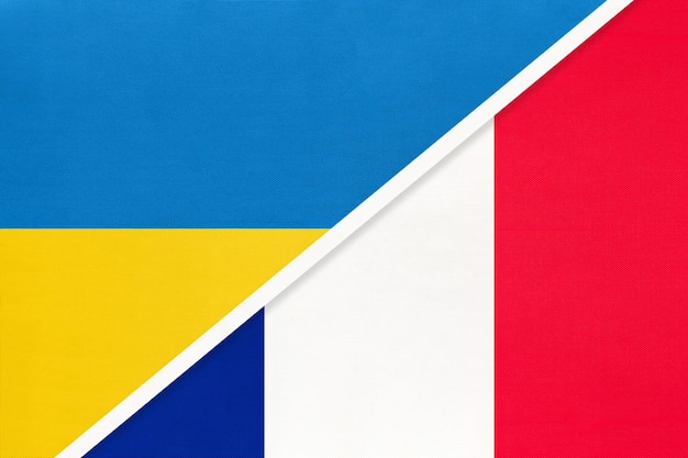 Simbolo dell'Ucraina e della Francia del paese Bandiere nazionali ucraine vs francesi