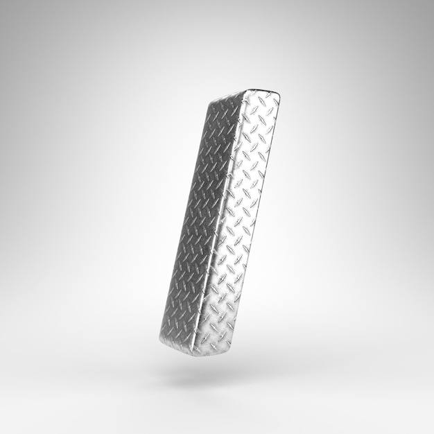 Simbolo della barra in avanti su priorità bassa bianca. Segno di rendering 3D in alluminio con trama a scacchiera.