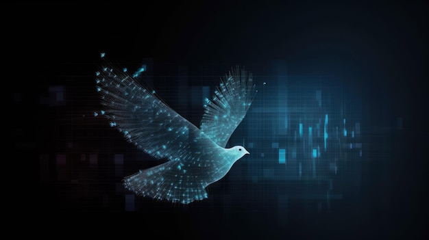 Simbolo della colomba su sfondo digitale Concetto di mercato finanziario e aziendale con tecnologia generativa AI