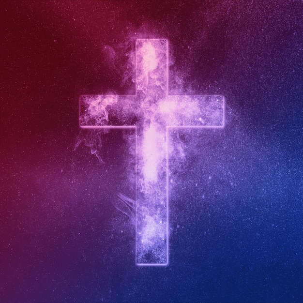 Simbolo della croce cristiana rosso blu