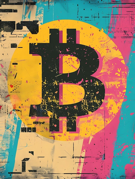 Simbolo di Bitcoin come un'illustrazione giocosa su una criptovaluta