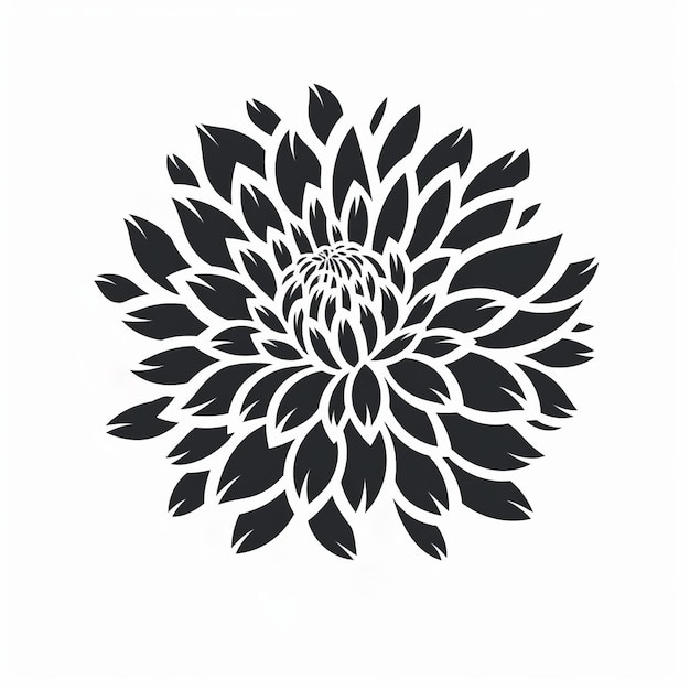 Simbolo di identificazione semplice piatto vettoriale della silhouette del crisantemo