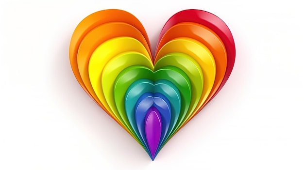 Simbolo di LGBT Amore arcobaleno a forma di cuore su sfondo bianco Arcobaleno di orgoglio gay simbolico a forma di cuore