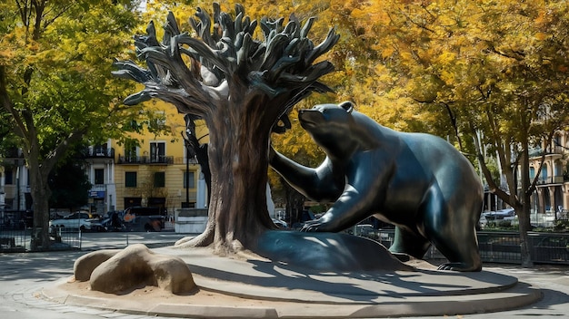 Simbolo di Madrid scultura di orso e albero madrono