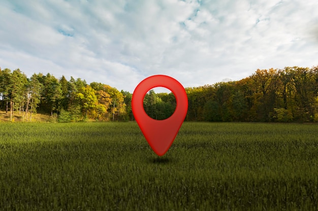 Simbolo di posizione con sfondo del paesaggio