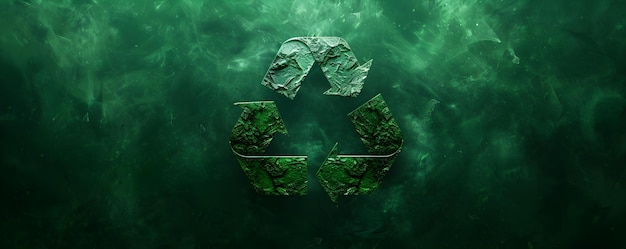 Simbolo di riciclaggio verde che rappresenta la necessità di soluzioni energetiche senza carbonio e di un ambiente terrestre più pulito Concetto Soluzioni energetiche verdi Riciclaggio futuro senza carbonio per una Terra più pulita