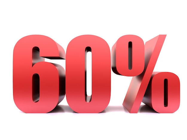 Simbolo di sessanta per cento 60% rendering 3D