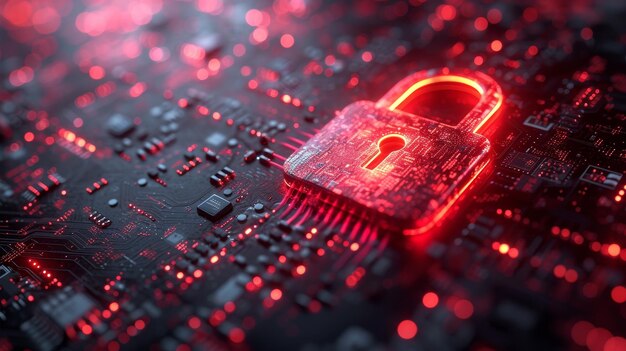 Simbolo di sicurezza informatica Icona di lucchetto digitale Tecnologia di sicurezza informatică Tecnologia di protezione dei dati di rete Tabella di controllo virtuale Internet Accesso autorizzato per la privacy e la sicurezza Aziende e