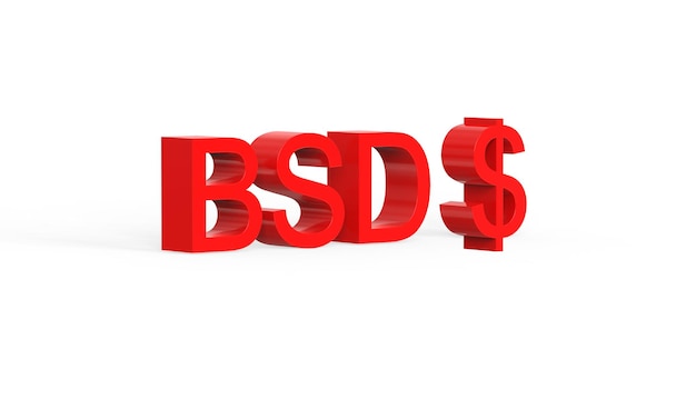 Simbolo di valuta del dollaro delle Bahamas in rosso 3d rendering 3d'illustrazione