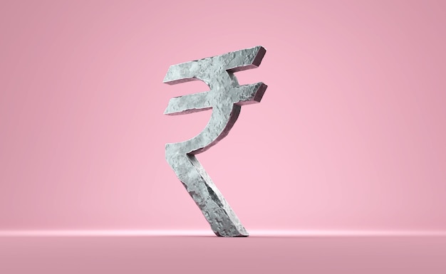 Simbolo di valuta della rupia indiana INR - immagine di rendering 3D