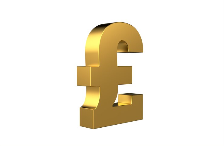 Simbolo di valuta GBP sterlina in 3d