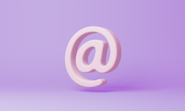 Simbolo e-mail minimo su sfondo viola rendering 3d