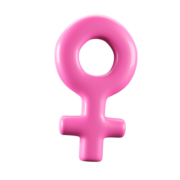 Simbolo femminile rosa su sfondo bianco rendering 3d