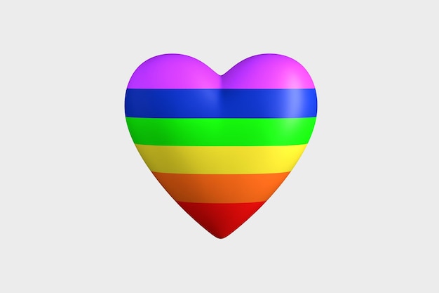 Simbolo LGBTQ cuore in colori arcobaleno Gay Pride 3d rendering