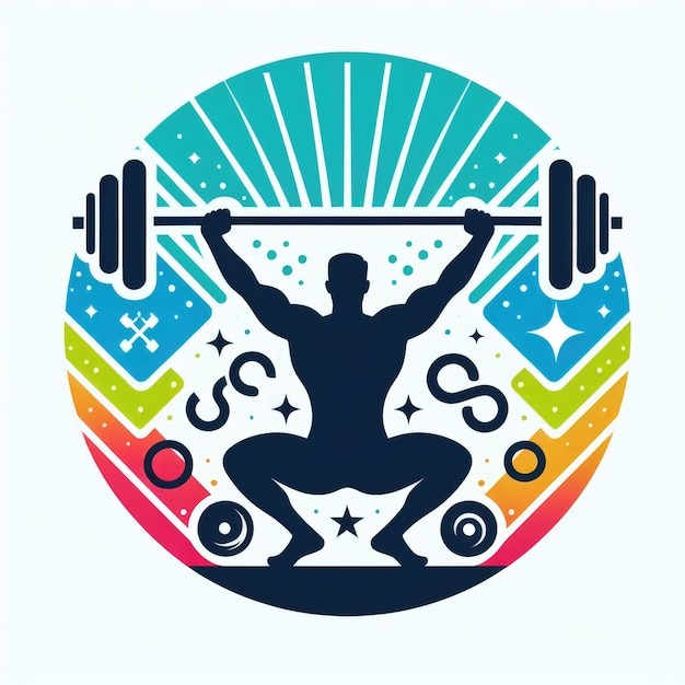 Simbolo o emblema del logo barbell per lo studio di ginnastica di fitness Logo di sollevamento pesi