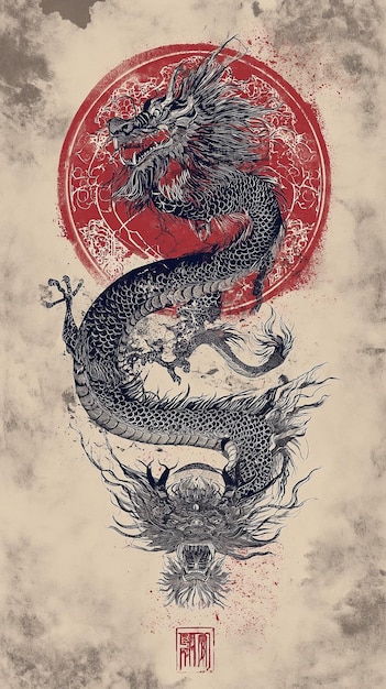 Simbolo zodiacale cinese del drago concetto di nuovo anno lunare simbolo tradizionale asiatico della bontà e del potere