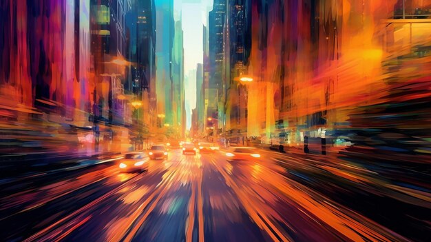 Simfonia urbana generativa dell'IA Un arazzo vibrante di traffico astratto