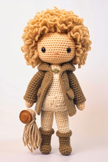 Simpatica bambola di lana AI generativa