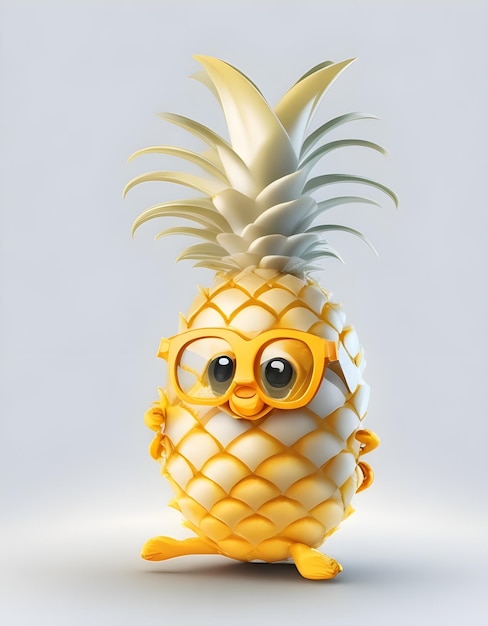 simpatica mascotte del personaggio di ananas 3d