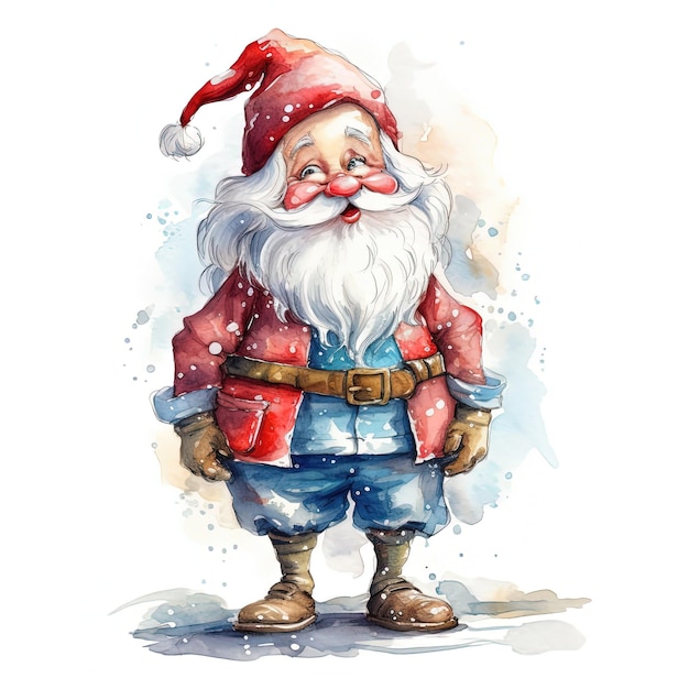 Simpatico acquerello Babbo Natale Illustrazione AI GenerativexA