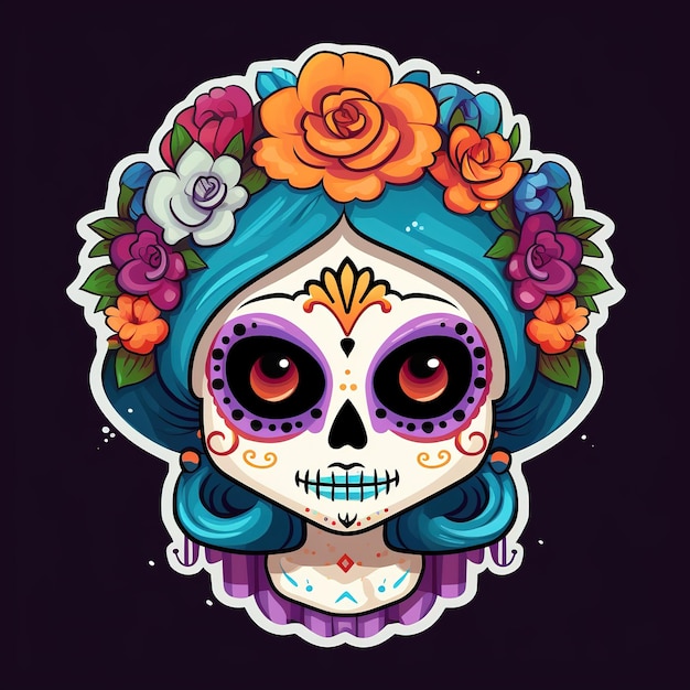 simpatico adesivo con il personaggio dia de muertos