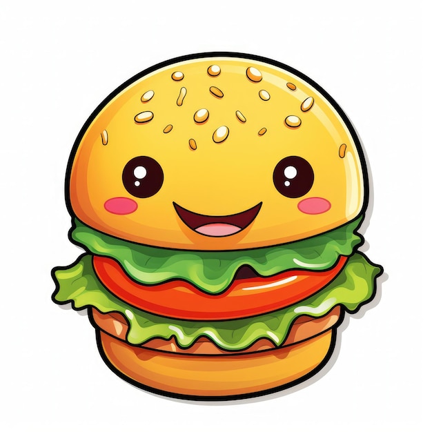 simpatico adesivo per hamburger kawaii