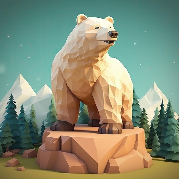 Simpatico animale 3D in stile low poly