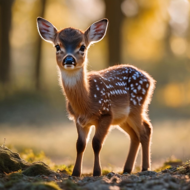 simpatico animale piccolo ritratto di cervo verde grazioso da uno spruzzo