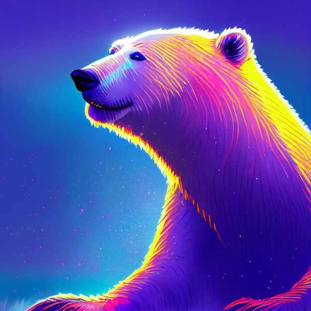 Simpatico animale piccolo ritratto di orso polare piuttosto colorato da una spruzzata di illustrazione ad acquerello