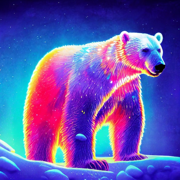 Simpatico animale piccolo ritratto di orso polare piuttosto colorato da una spruzzata di illustrazione ad acquerello