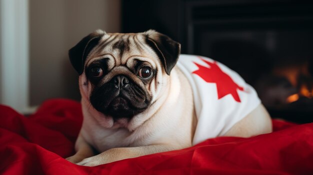 Simpatico cagnolino con gli occhiali rossi per il Canada Day Generativo ai