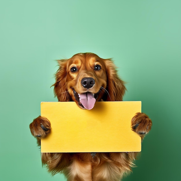 simpatico cane con un cartello in mano