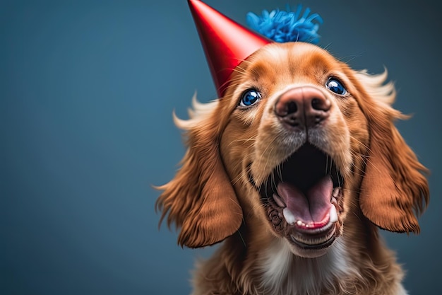 Simpatico cane di buon compleanno illustrazione AI generativa