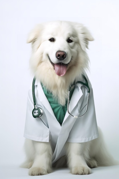 simpatico cane vestito da veterinario