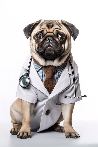 simpatico cane vestito da veterinario