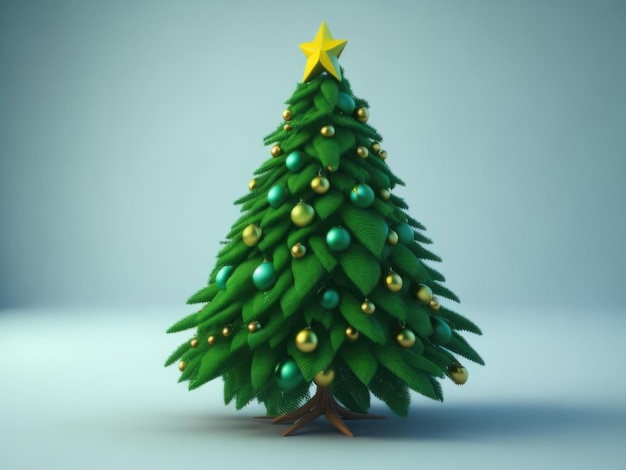 Simpatico cartone animato albero di Natale verde AI generato