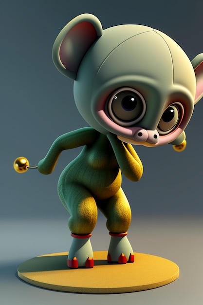 Simpatico cartone animato Baby Elefante Antropomorfo Rendering 3D Personaggio Modello Figura a mano Prodotto Kawaii