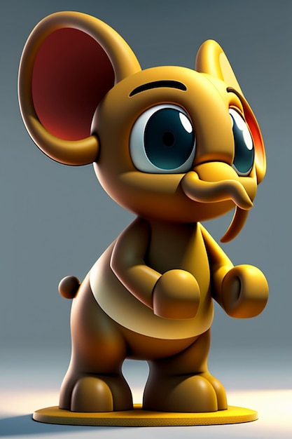 Simpatico cartone animato Baby Elefante Antropomorfo Rendering 3D Personaggio Modello Figura a mano Prodotto Kawaii