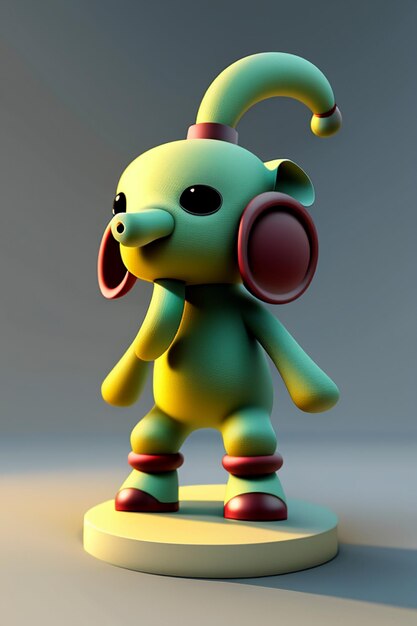 Simpatico cartone animato Baby Elefante Antropomorfo Rendering 3D Personaggio Modello Figura a mano Prodotto Kawaii