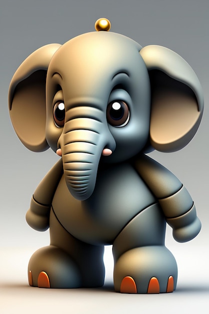 Simpatico cartone animato Baby Elefante Antropomorfo Rendering 3D Personaggio Modello Figura a mano Prodotto Kawaii