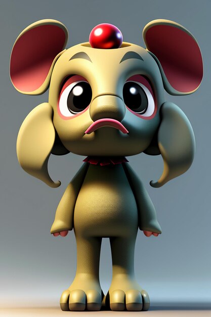 Simpatico cartone animato Baby Elefante Antropomorfo Rendering 3D Personaggio Modello Figura a mano Prodotto Kawaii