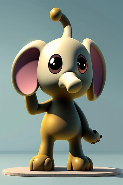 Simpatico cartone animato Baby Elefante Antropomorfo Rendering 3D Personaggio Modello Figura a mano Prodotto Kawaii