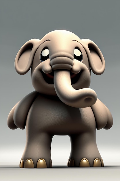 Simpatico cartone animato Baby Elefante Antropomorfo Rendering 3D Personaggio Modello Figura a mano Prodotto Kawaii